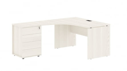 Стол эргономичный с тумбой левый ЕДИС ЕДCЕТ 1318 Л Ясень Траун Черный / EDIS EDCET L