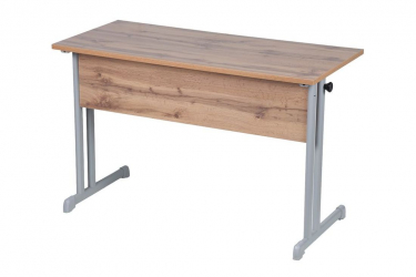 Парта двухместная с прямыми углами (рост 6) Клен Танзау/Металл Серый