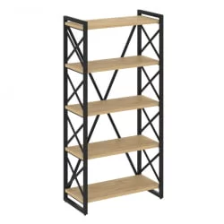 Стеллаж на регулируемых опорах - 5 полок LOFT VR.L-MST.O-5.8 Металл черный Тиквуд светлый