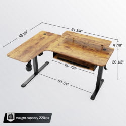 Стол для компьютера угловой (правый) c электрической регулировкой по высоте EUREKA ERK-L60R-RB