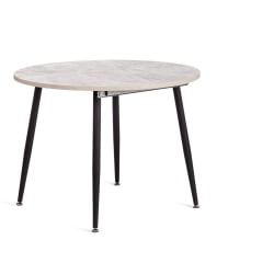 Раздвижной овальный стол VELETA ЛДСП/HPL/металл, 100 x 100+40 x 75 см, Дуб Порфир/черный