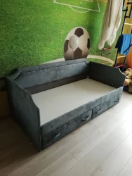 Детская кровать с бортиком Кантри ТД-308.12.02 Замша синяя