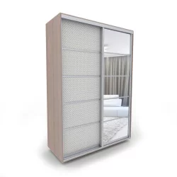 Бежевый шкаф-купе Акцент-Квадро КВ 1400х600 Шимо светлый/Хром