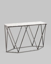 Консоль Авалон 122*41 серый мрамор сталь Темный хром