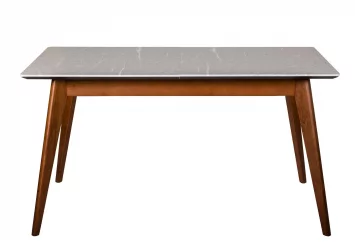 Стол раскладной Лунд 140-180 ОРЕХ-Мрамор Бьянко