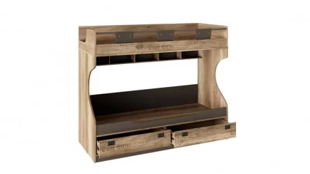 Детская кровать с бортиком Пилигрим ТД-276.11.01 Дуб каньон светлый/Серый