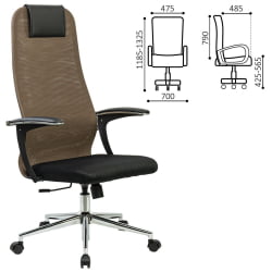 Кресло руководителя BRABIX PREMIUM Ultimate EX-801 хром Черное/коричневое