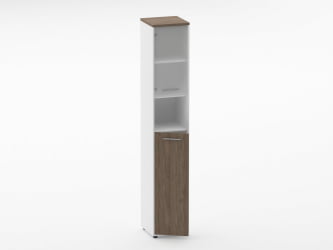 Шкаф 5 узкий верх стеклянная дверь, низ закрытый, с нишей Deka 10.23.20Л Дуб Верцаска/Белый
