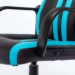 Геймерское кресло BRABIX Stripe GM-202 экокожа Черный-голубой