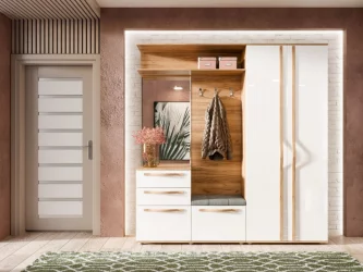 Вешалка с обувницей Марта-2 ЛД 136.050.000 Дуб золотой Белый глянец