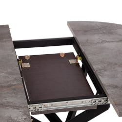 Раздвижной овальный стол MANZANA ЛДСП/HPL/металл, 100 х 100+30 х 75 см, Агат серый/черный