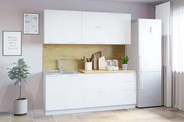 Кухня под заказ 2000 (накладная мойка) белый грунт