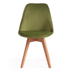 Стул TULIP SOFT (mod. 74) / 1 шт. в упаковке вельвет/дерево , 54 х 47 х 83 см , зеленый (HLR 54)/натуральный