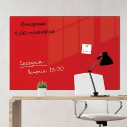 Доска магнитно-маркерная стеклянная BRAUBERG 60х90 см Красная