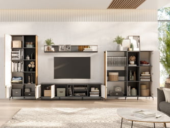 Гостиная Элиот №1 Оникс Серый/Орех фактурный