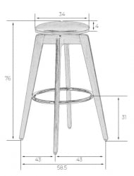 Табурет барный DOBRIN TOM 77 (цвет черный глянец PU ABD 002) 2 шт