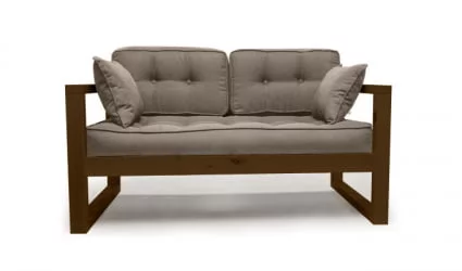 Диван двухместный DEmoku Д-2 бежевый_темный дуб