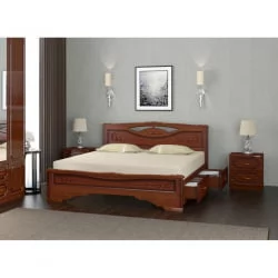 Двуспальная кровать я ящиком Елена-3 200х160 с выкатными ящиками Орех