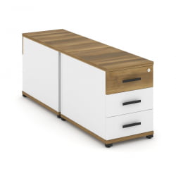 Тумба двухсторонняя опорная приставная с 3-мя ящиками CОНCЕПТ CН.ДТГО-001 Б/В Сандал Янтарный Белый бриллиант Черный / CONCEPT CN.DTGO-001 B/W