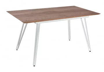 Большой обеденный стол Диего 120-160 Галифакс Табак_БЕЛЫЙ