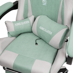 Геймерское кресло 1208, замша, цвет сине-белый с массажем, арт 1208-Blue-White