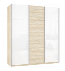 Шкаф-купе трехдверный Прайм 1800 Белое стекло/ДСП/Белое стекло Дуб сонома