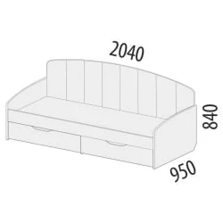 Детская кровать с ящиком для белья Кашемир 900.05 Дуб Кронберг