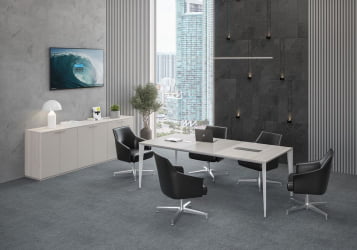 Комплект мебели для переговорной Atlas №08 Ясень Наварра Серый камень Алюминий