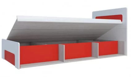 Кровать 0,9 с подъемным механизмом Палермо Юниор 01 Белый глянец Ясень шимо светлый Красный