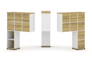 Надставка на стол высокая односторонняя + задняя стенка (8 шт.) + распашной фасад (6 шт.) CONCEPT CN.ONV-008 Дуб Винченцо Белый бриллиант Черный металл