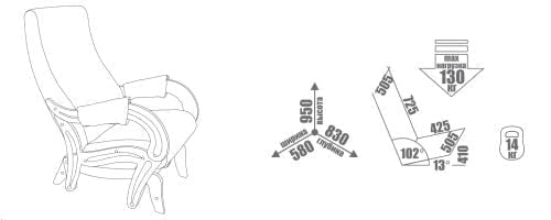 Кресло-глайдер Модель 708 серый ясень / Verona Apple Green