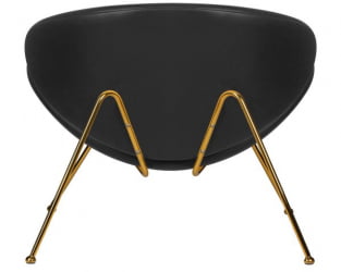 Кресло дизайнерское DOBRIN EMILY (черный винил YP16, золотое основания) 2 шт
