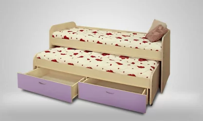 Двухъярусная кровать для детей Антошка Дуб молочный/Лиловый