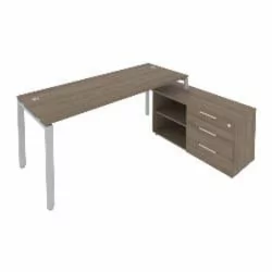 Рабочая станция на П-образном м/к с опорной тумбой правая Metal System Б.РС-СТС-2.5 Пр Вяз/Серый