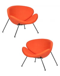 Кресло дизайнерское DOBRIN EMILY (оранжевая ткань AF, черное основания) 2 шт