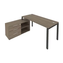 Рабочая станция на П-образном м/к с опорной тумбой левая Метал Сйстем Б.РС-СТС-2.4 Л Вяз/Антрацит / Metal System