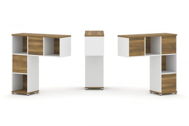 Надставка на стол низкая двухсторонняя + задняя стенка (5 шт.) CONCEPT CN.DNN-001 Сандал Янтарный Белый бриллиант Белый металл