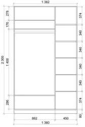 Шкаф-купе Хит-23-14-15 Ясень шимо темный