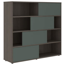 Стеллаж со слайд-дверьми VELION VMCS 1615 Нефрит Дуб Сильвер