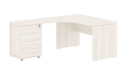 Стол эргономичный с тумбой левый EDIS EDCET 1518 L Ясень Траун Белый