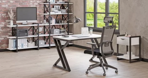 Стеллаж на колесных опорах - 4 полки LOFT  VR.L-MST.K-4.4V Металл черный Белый Бриллиант