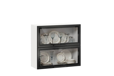 Шкаф кухонный 800 горизонтальный с 2 дверями со стеклом Герда ЛД 279.760.000.059 Белый/Черный/Антрацит