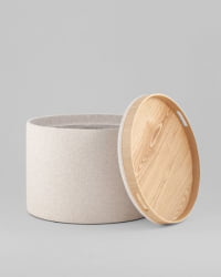 Пуф с ящиком Хюгге L букле бежевый