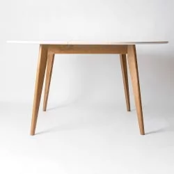 Стол обеденный Орион Plus 100x100 Морилка Орех Эмаль белая