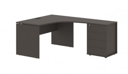 Стол эргономичный с тумбой правый EDIS EDCET 1318 R Мокко Черный