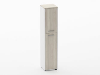Шкаф 4 узкий закрытый Дека 10.19.14Пр Дуб Сантана светлый/Белый / Deka