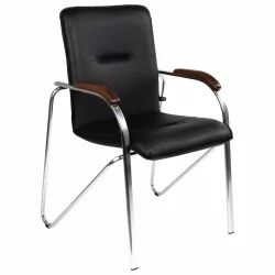 Кресло для приемных Samba хром кожзам Черный