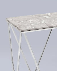 Консоль Авалон 122*41 серый мрамор сталь Серебро