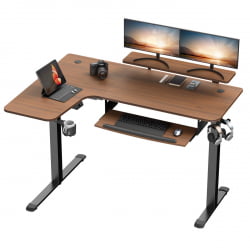 Стол для компьютера угловой (левый) c электрической регулировкой по высоте EUREKA ERK-L60L-WN