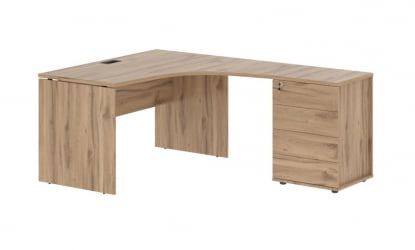 Стол эргономичный с тумбой правый EDIS EDCET 1518 R Дуб Денвер светлый Черный